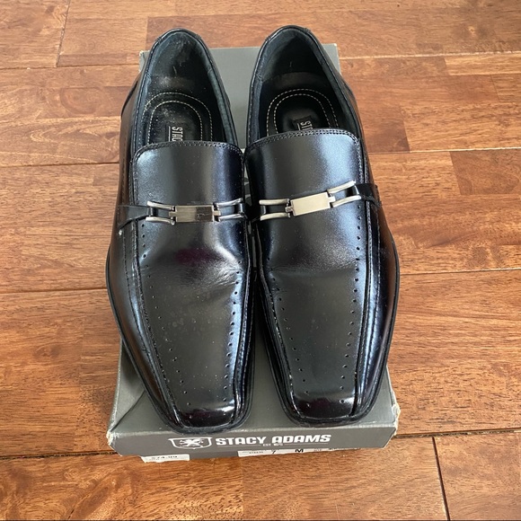 Stacy Adams Mens Cade Bike Toe Slip On Black Dress Shoes 7 - Picture 5 of 10